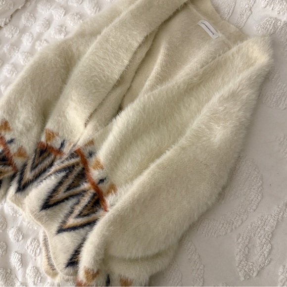Anthropologie Cream Aztec Open Cardigan/Kimono/Jacket Size Large - Picture 3 of 16